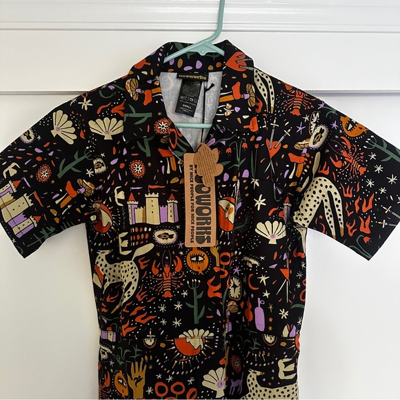 NWT Nooworks Twill Coveralls in Tarot Garden, sz S - Picture 6 of 10